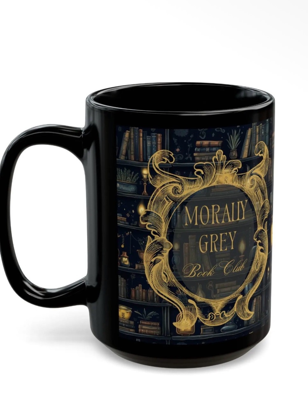 Morally Grey Book Club Black Gold Ceramic Mug Bookish Coffee & Tea Cup